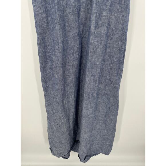 Artisan NY Blue Linen Sleeveless Maxi Dress Lagenlook V-Neck StrapWomen Size 6 - Picture 3 of 9